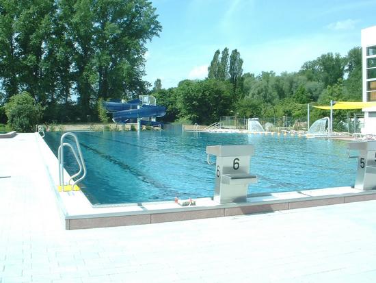 Schwimmerbecken mit Startsockeln